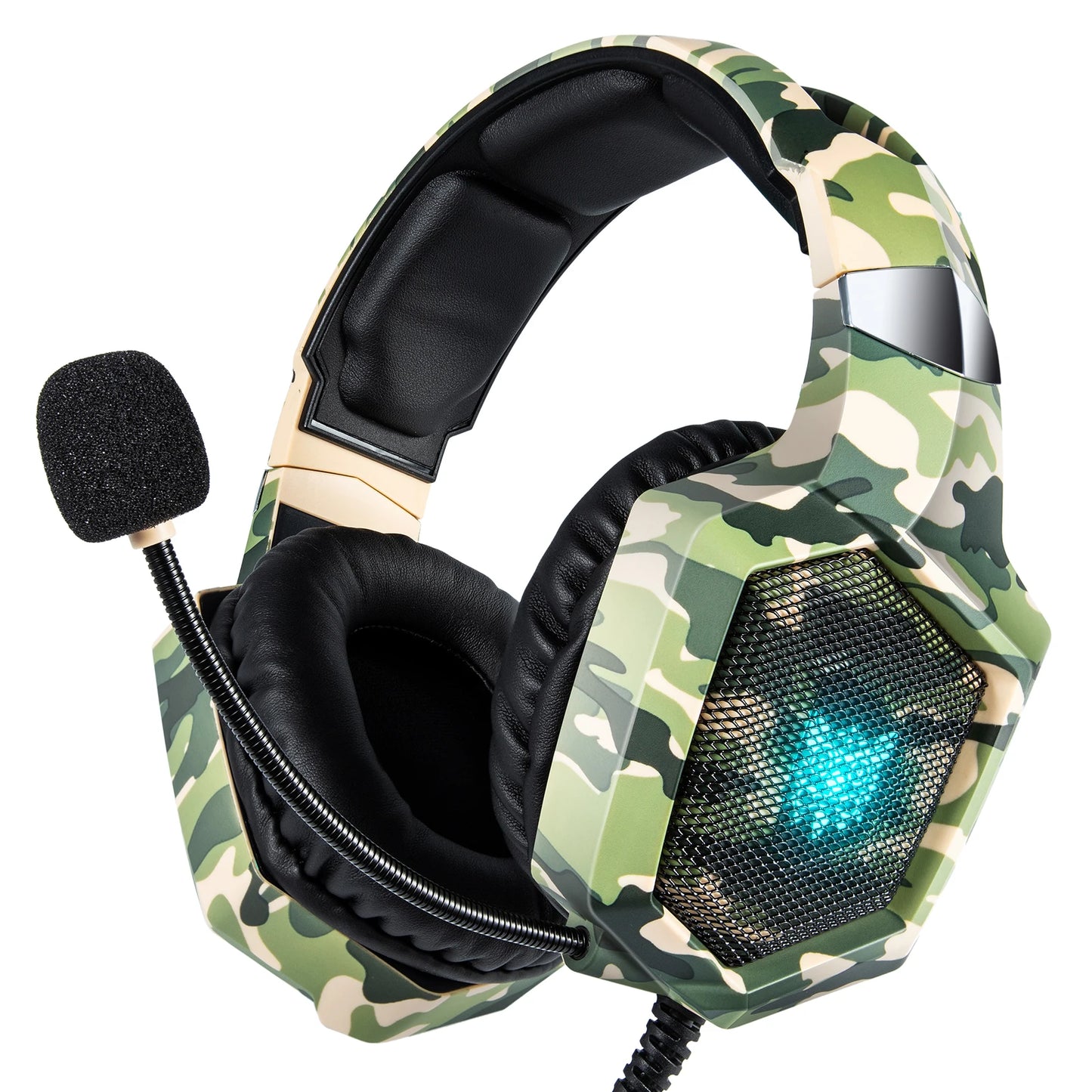 Auriculares para juegos con micrófono HD flexible Luz RGB.