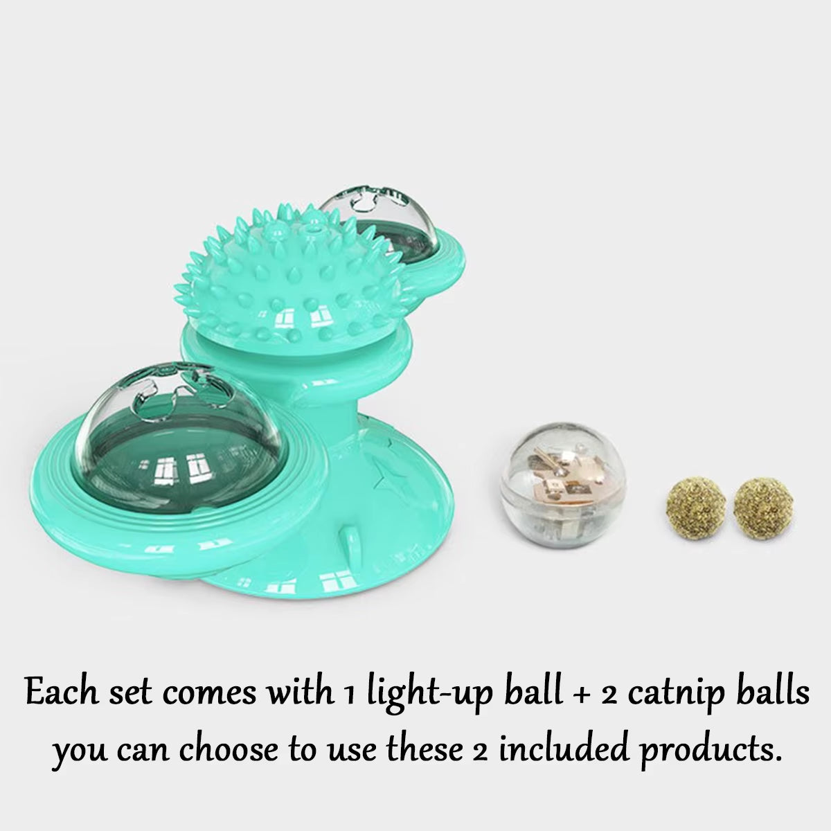 Juguete multifuncional para gatos con bola brillante y hierba gatera, diseño de ventosa, juego interactivo y masaje dental
