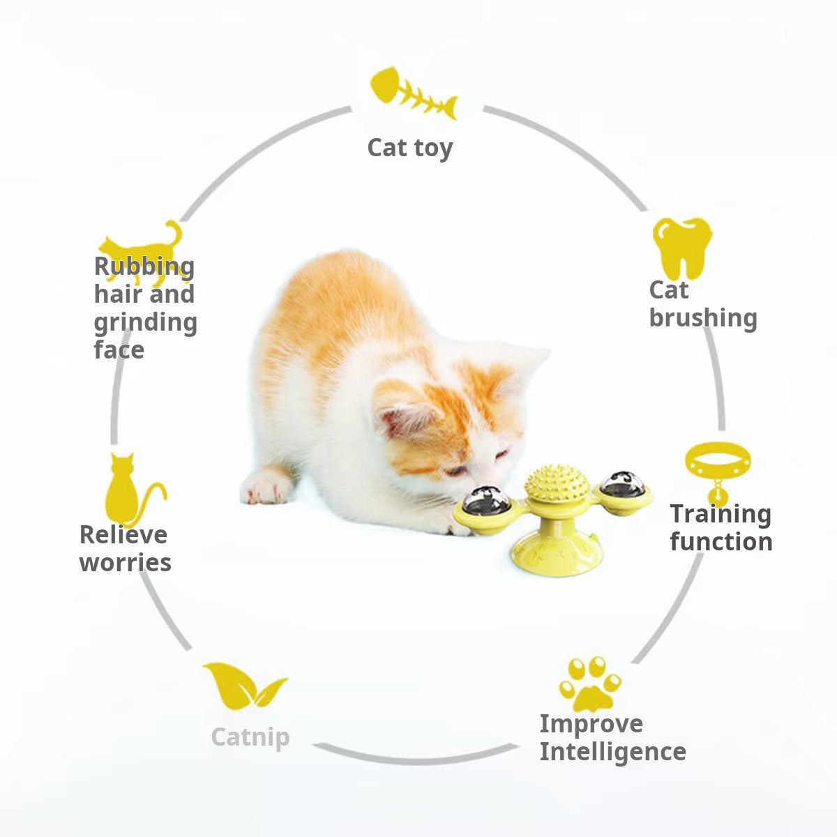 Juguete multifuncional para gatos con bola brillante y hierba gatera, diseño de ventosa, juego interactivo y masaje dental