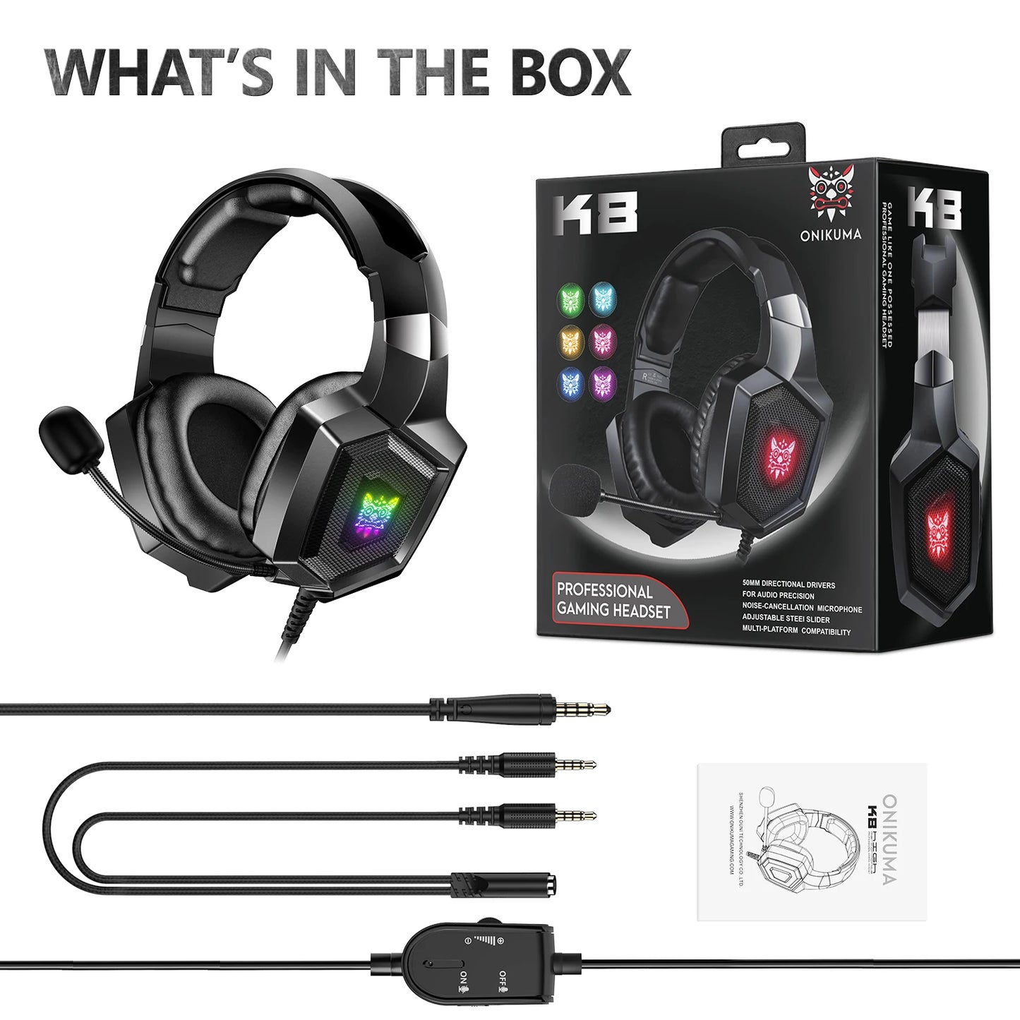 Auriculares para juegos con micrófono HD flexible Luz RGB.