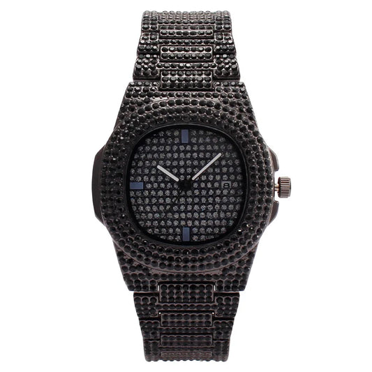 Reloj de cuarzo comercial, esfera grande, dorado, plateado, rosa, dorado, negro, diamante, Flash de moda