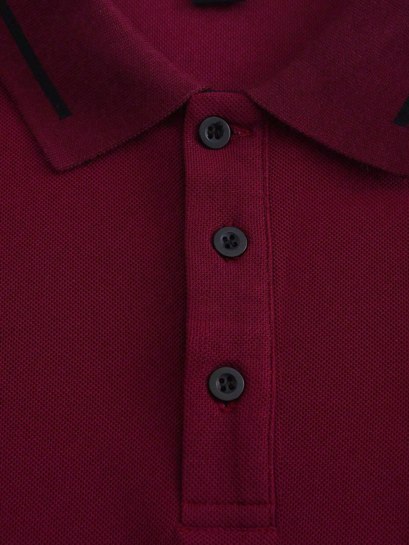 1 pieza Camisa polo de manga larga casual, adecuada para primavera y otoño, para golf, para hombre.