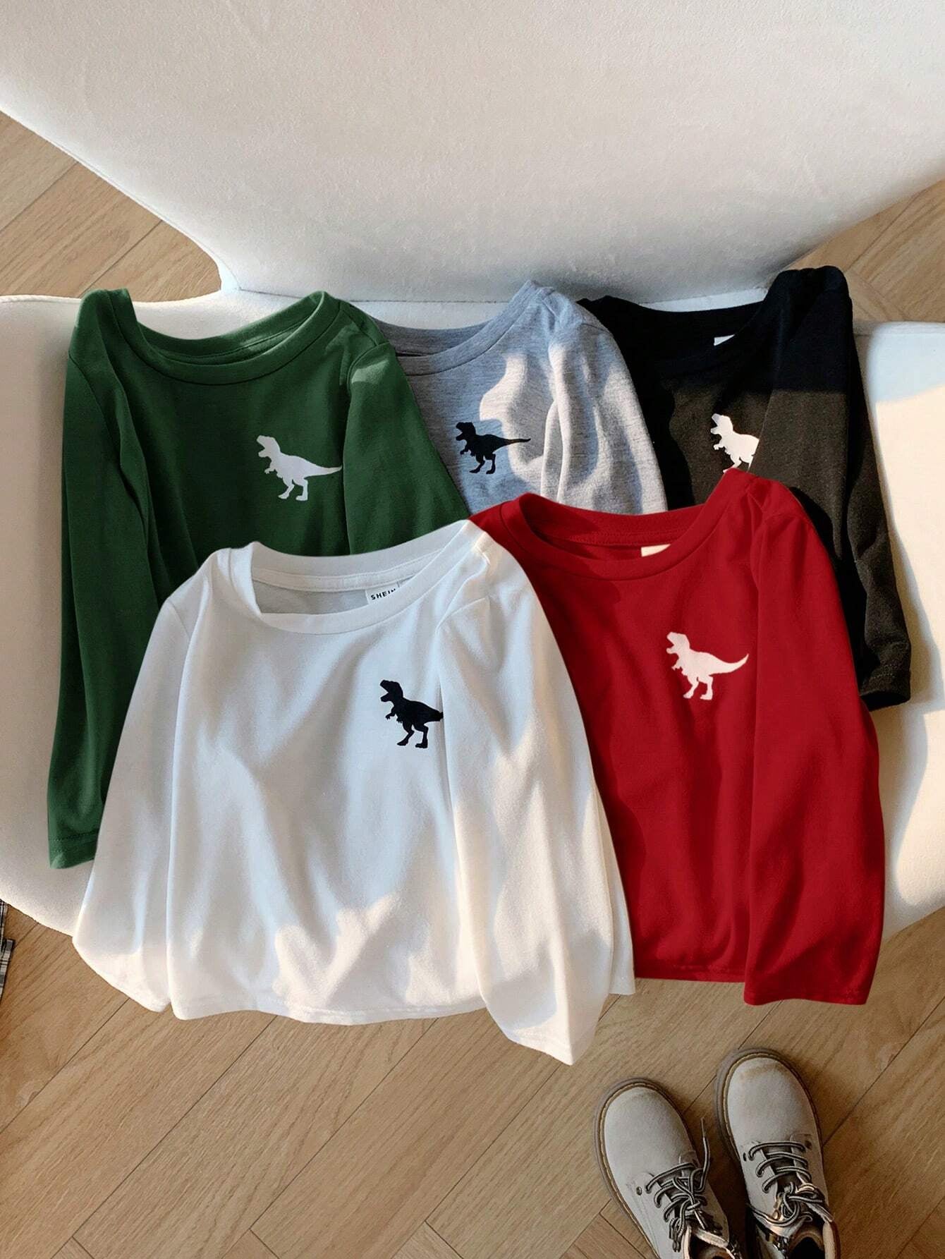 Paquete de 5 Camisetas de Manga Larga Suaves y Cómodas Multicolores para Bebé Niño/Niña.