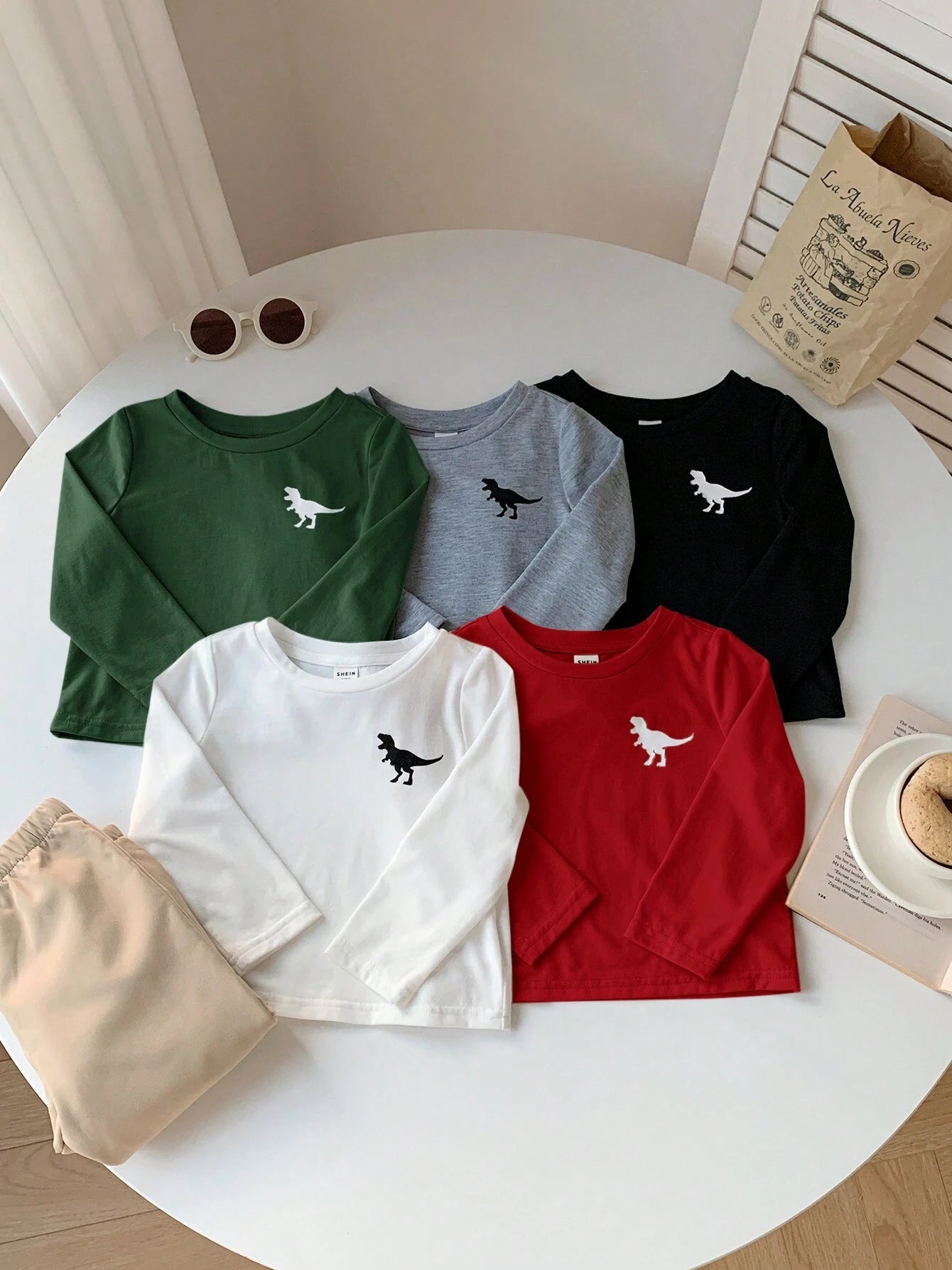 Paquete de 5 Camisetas de Manga Larga Suaves y Cómodas Multicolores para Bebé Niño/Niña.