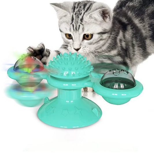 Juguete multifuncional para gatos con bola brillante y hierba gatera, diseño de ventosa, juego interactivo y masaje dental