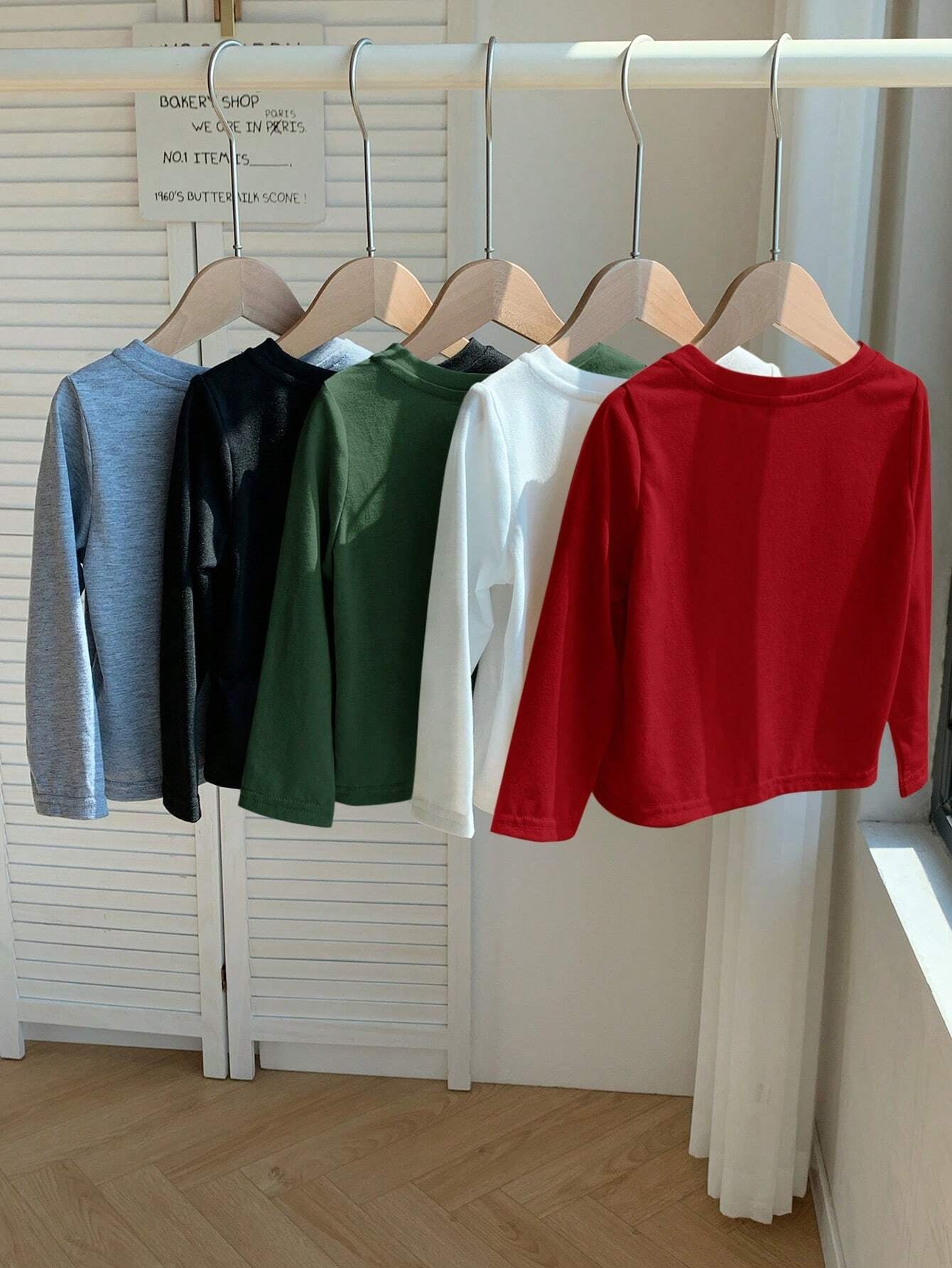 Paquete de 5 Camisetas de Manga Larga Suaves y Cómodas Multicolores para Bebé Niño/Niña.