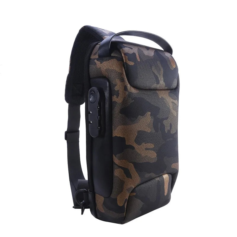 Bolso cruzado USB para hombre, bolsos de hombro antirrobo, riñonera Oxford impermeable.