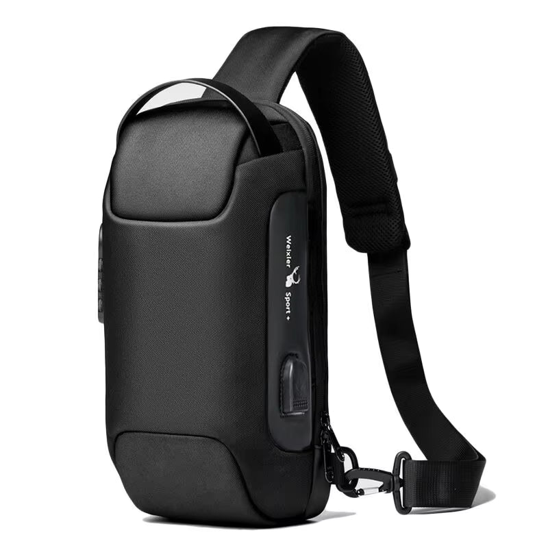 Bolso cruzado USB para hombre, bolsos de hombro antirrobo, riñonera Oxford impermeable.