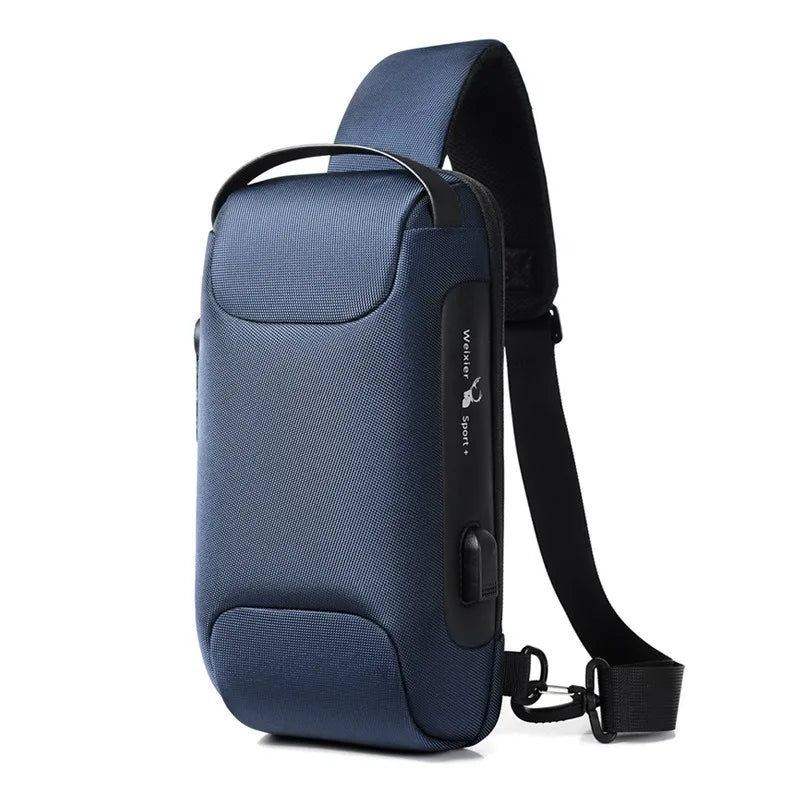 Bolso cruzado USB para hombre, bolsos de hombro antirrobo, riñonera Oxford impermeable.