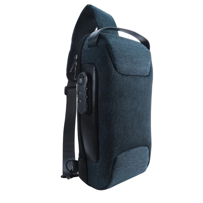 Bolso cruzado USB para hombre, bolsos de hombro antirrobo, riñonera Oxford impermeable.