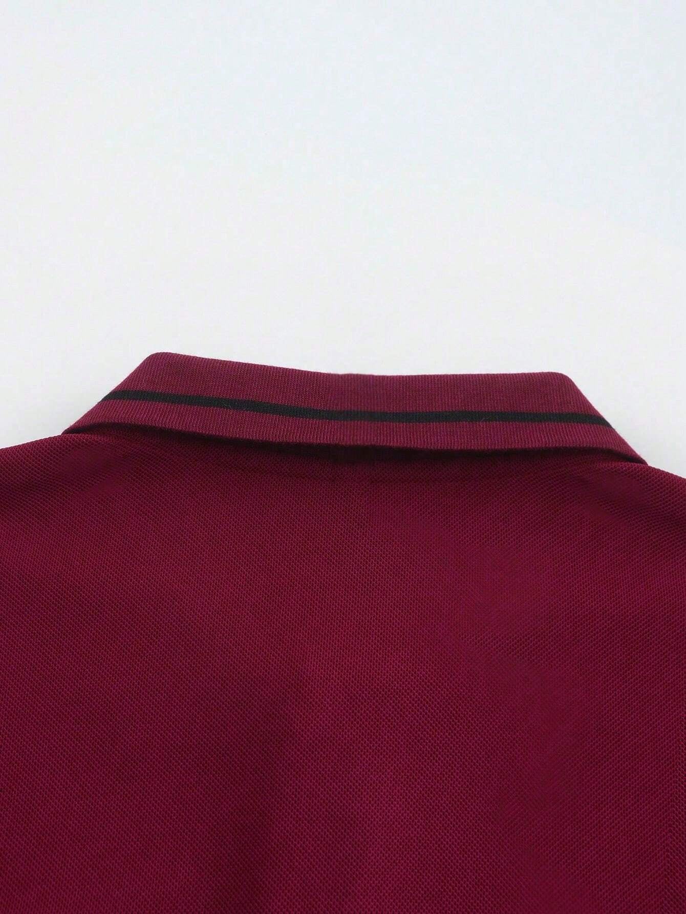 1 pieza Camisa polo de manga larga casual, adecuada para primavera y otoño, para golf, para hombre.